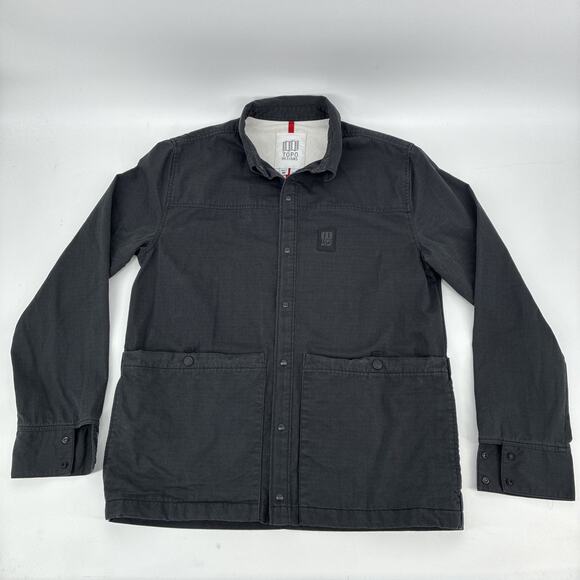 Topo Designs Field Jacket Men Medium Black Snap Button Utility Chore Outdoors - Picture 1 of 16